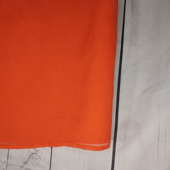 J.Crew Naomi Top Orange Lined Silk Sleeveless Ruffle Neck Blouse - Picture 12 of 14